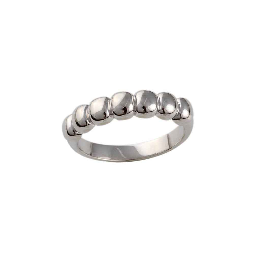 White Gold Plain Beaded Ring
