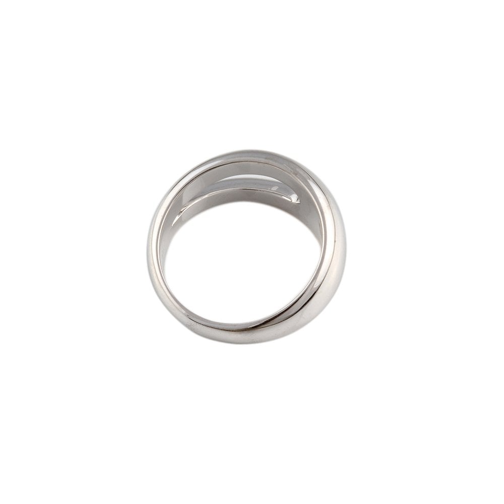White Gold Plain Ribbed Dome Ring