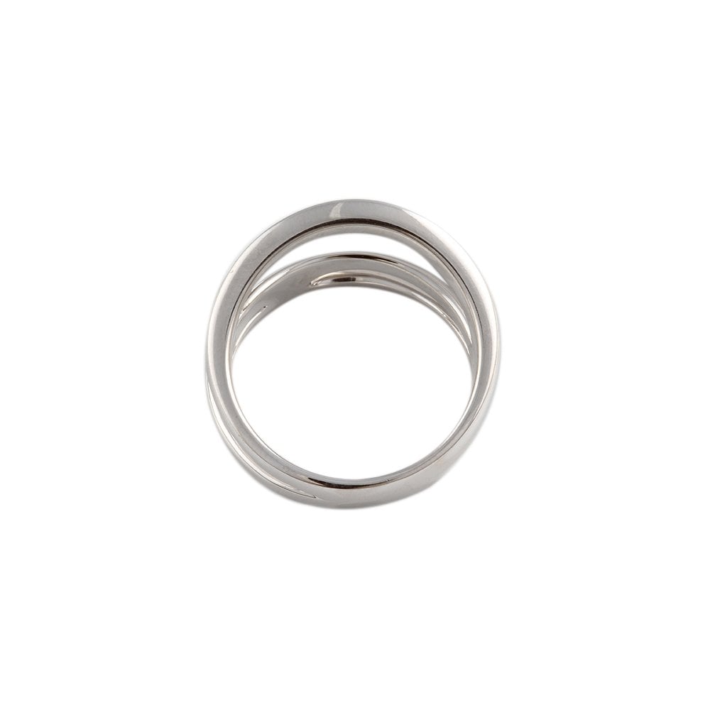 White Gold Plain Ribbed Dome Ring