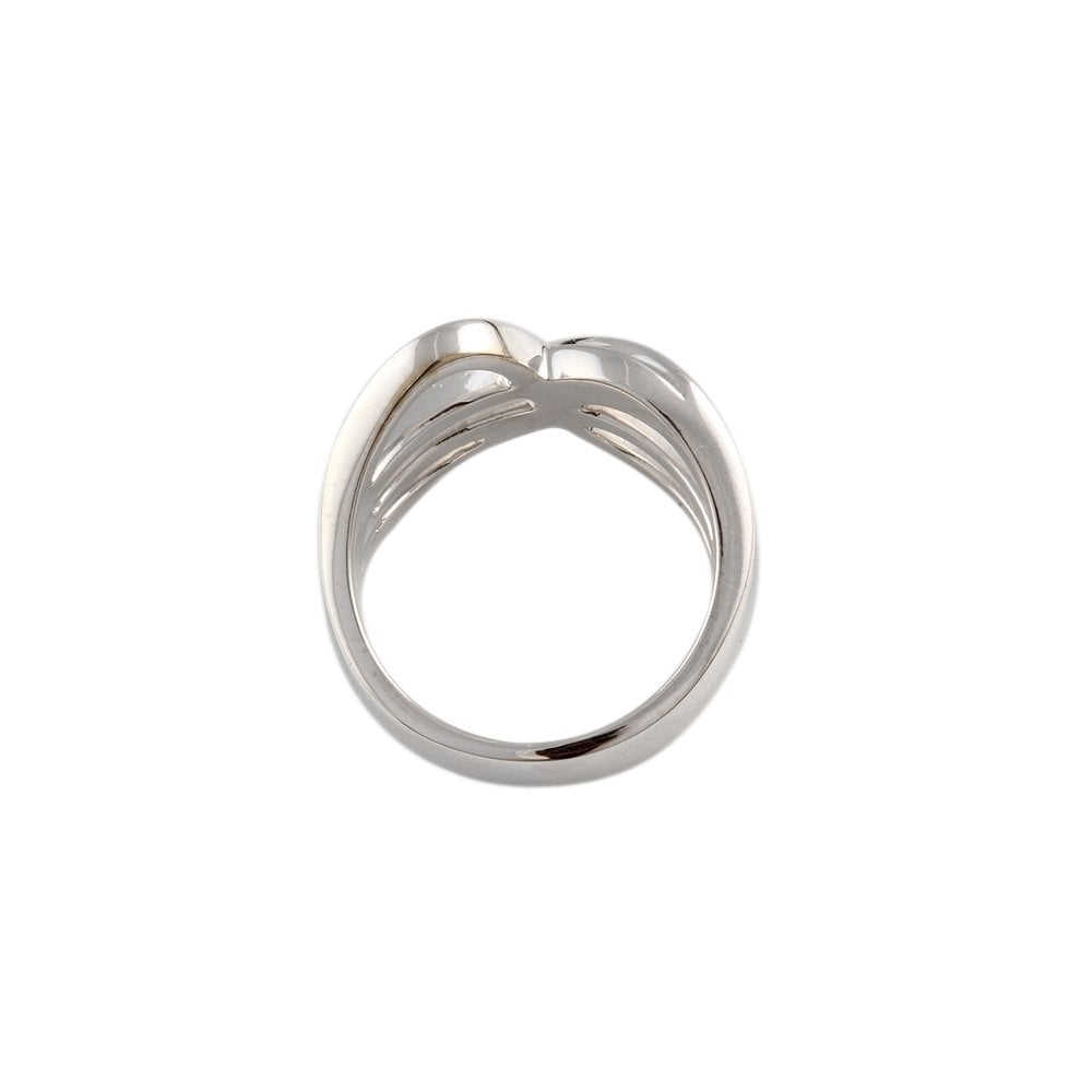 White Gold Plain Crossover Ring