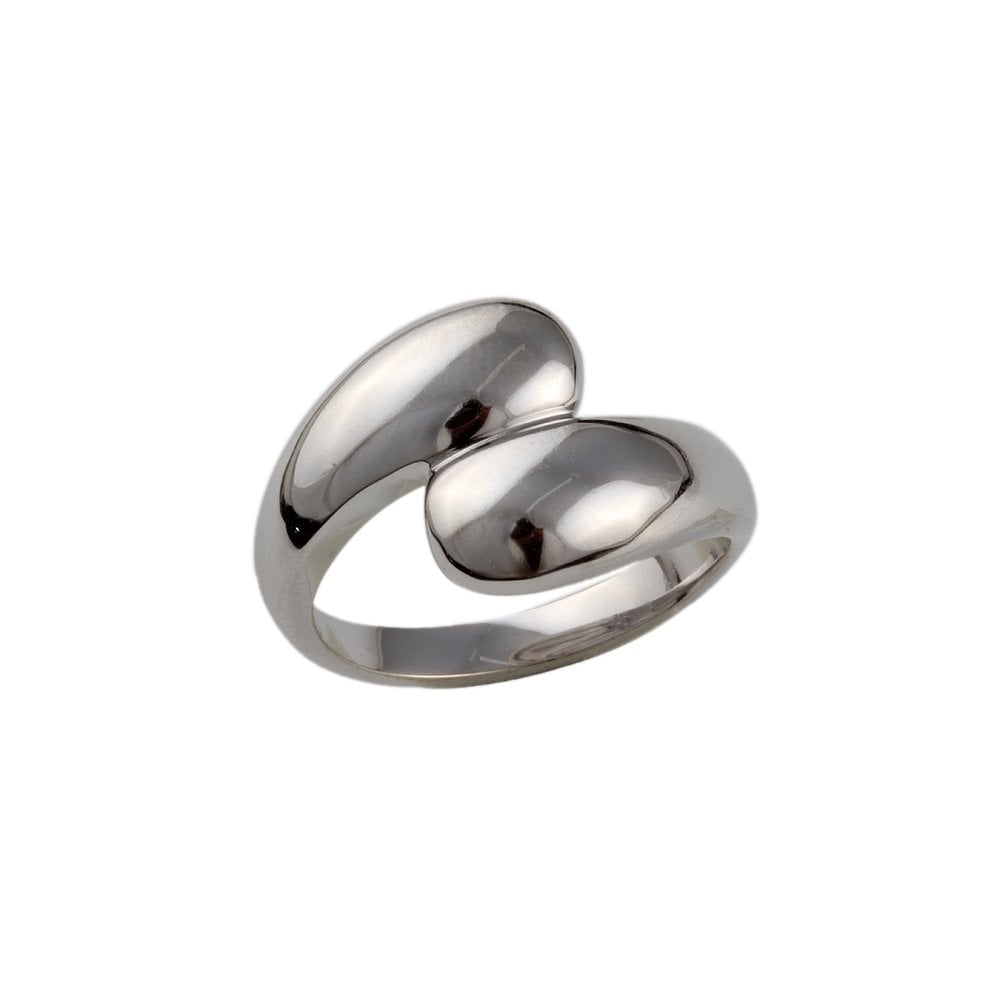 White Gold Plain Crossover  Ring