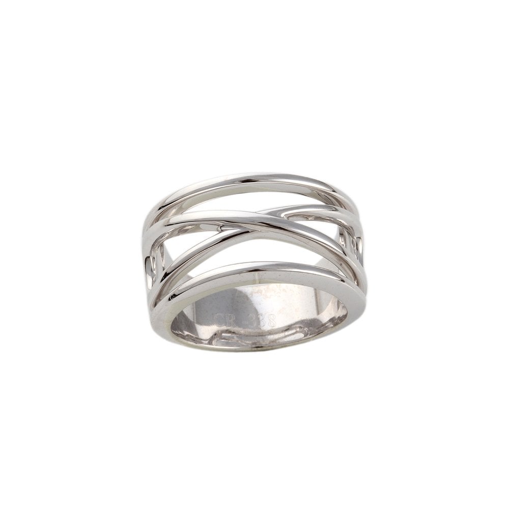 White Gold Plain Crossover Ring