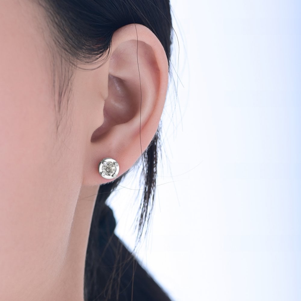 SPARKLD 9ct White Gold Diamond and White Topaz Stud Earrings