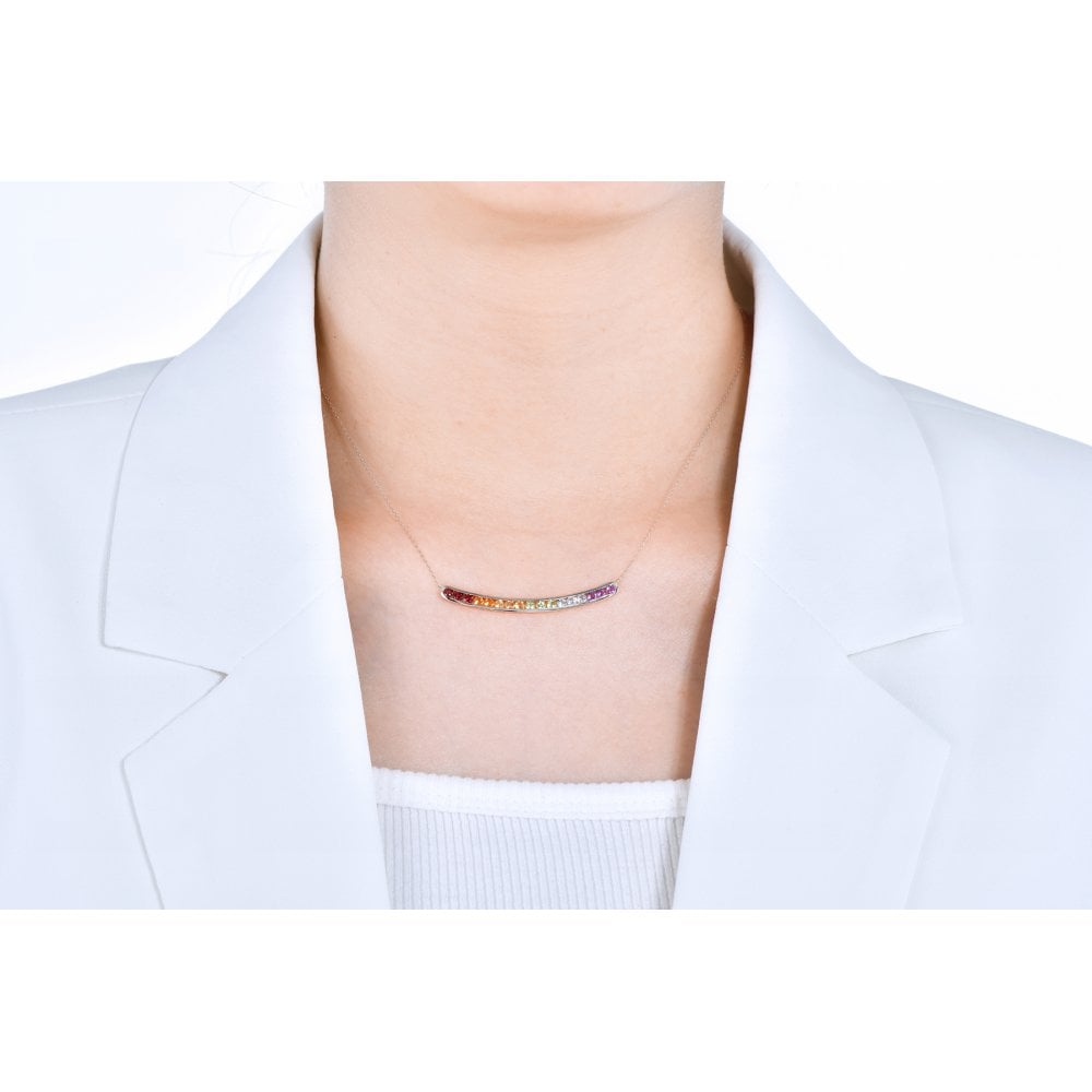 SPARKLD 9ct White Gold Multi Gem Necklace