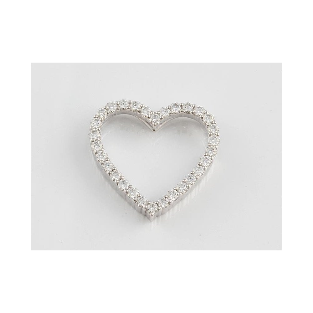 18ct White Gold Diamond Heart Pendant 1.20ct