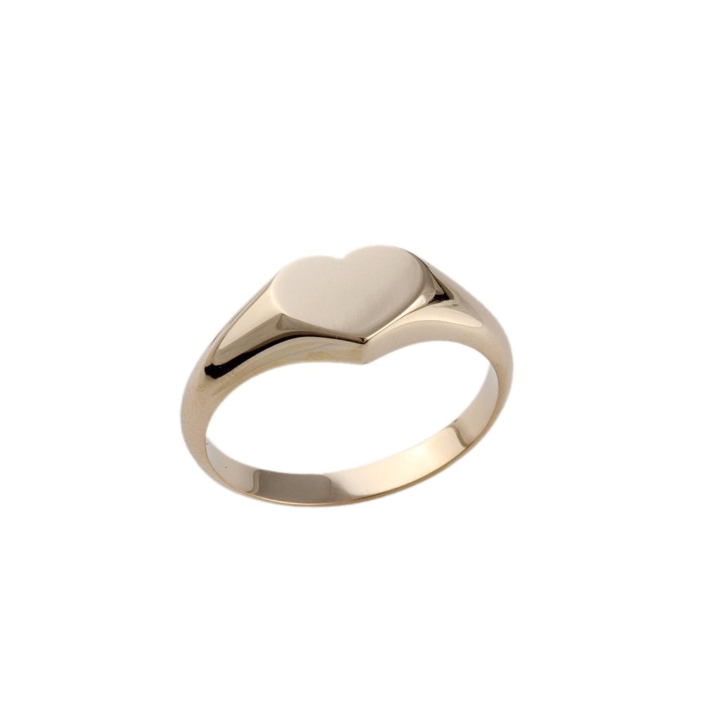 Yellow Gold Heart Shaped Head Signet Ring