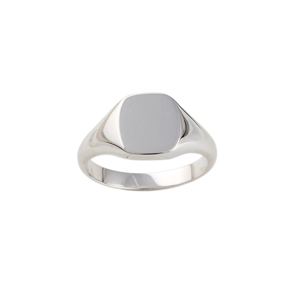 White Gold Cushion Shaped Head Signet Ring