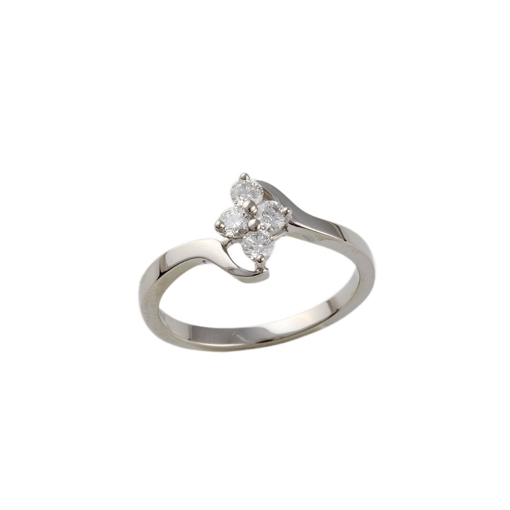 White Gold 0.38ct Round Diamond Four Stone Cluster Ring