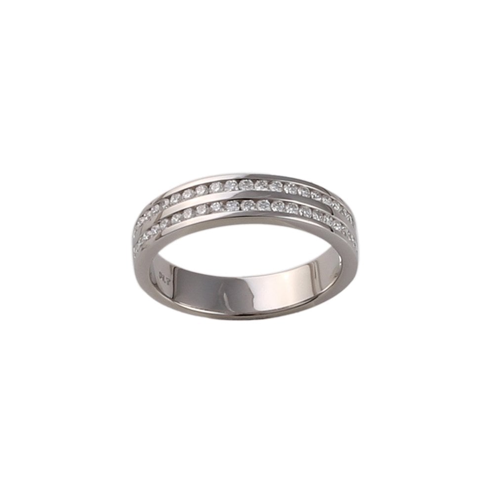 White Gold 0.43ct Round Diamond Set Double Row Half Eternity Ring