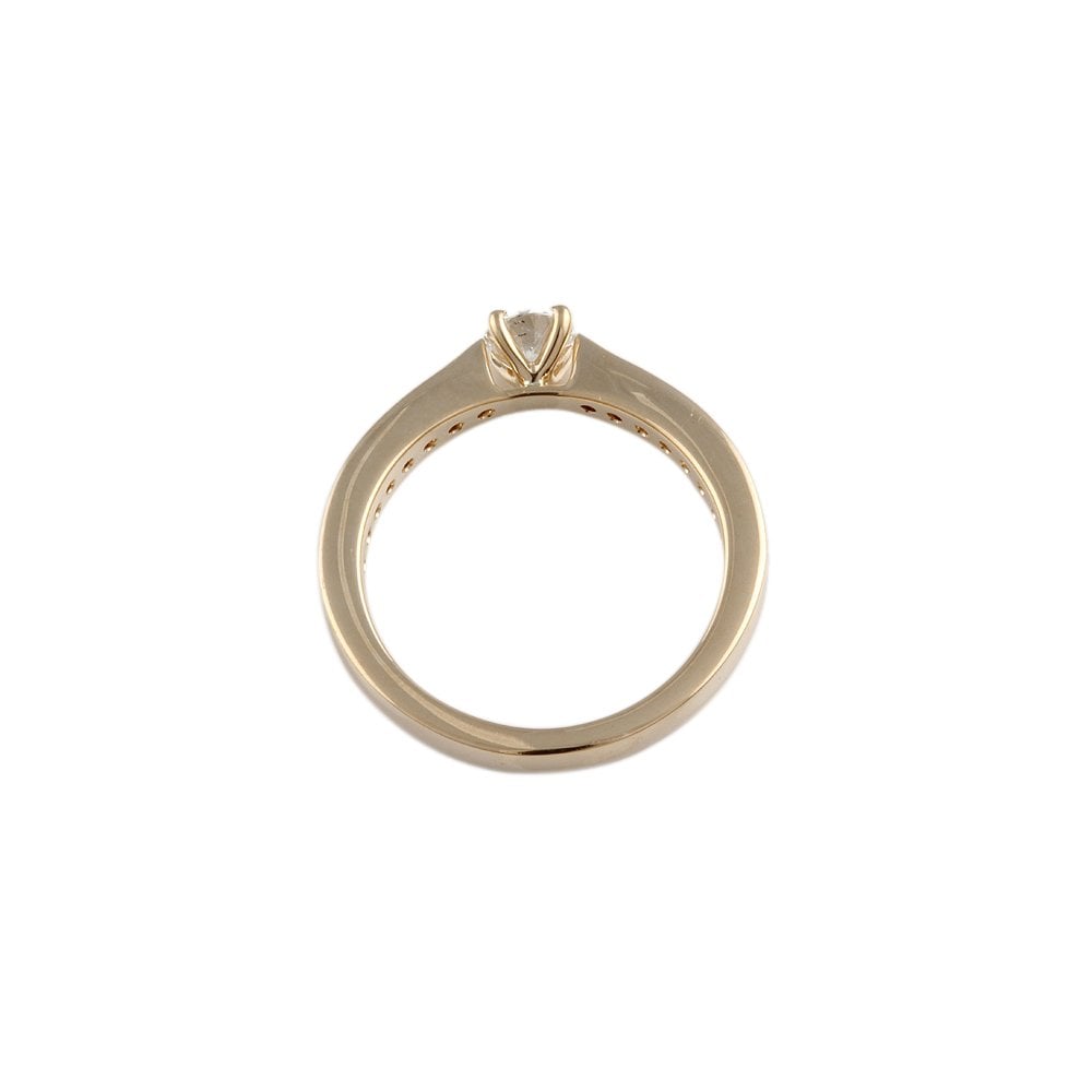 Yellow Gold 0.55ct Round Diamond Solitaire Ring with Studded Shank