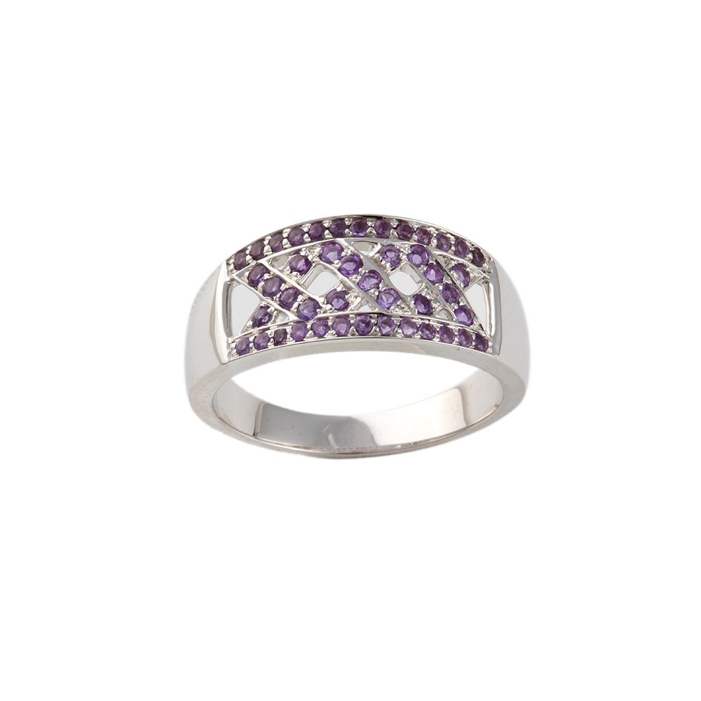 White Gold 0.50ct Round Amethyst Set Fancy Ring