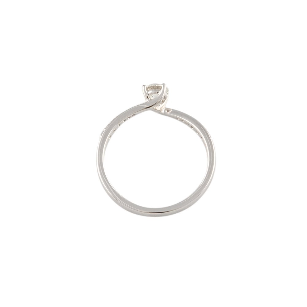 White Gold 0.53ct Round Diamond Solitaire Ring with Studded Shank