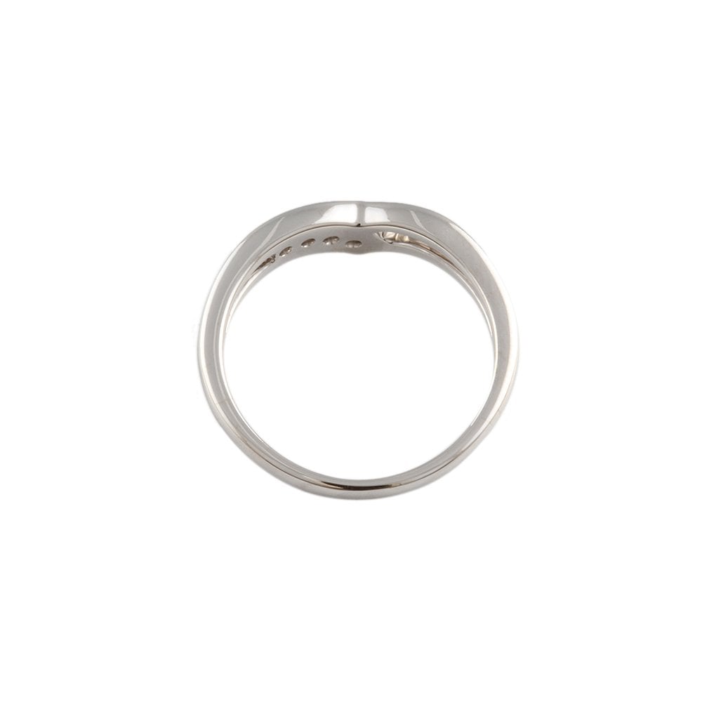 White Gold 0.10ct Round Diamond Set Wishbone Ring