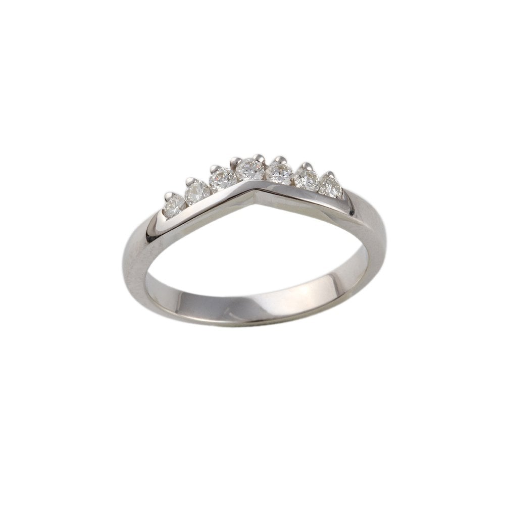 White Gold 0.20ct Round Diamond Set Wishbone Style Ring