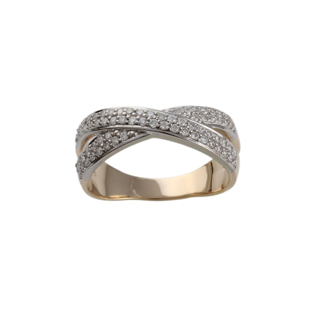 White Gold 0.50ct Round Diamond Set Crossover Style Ring