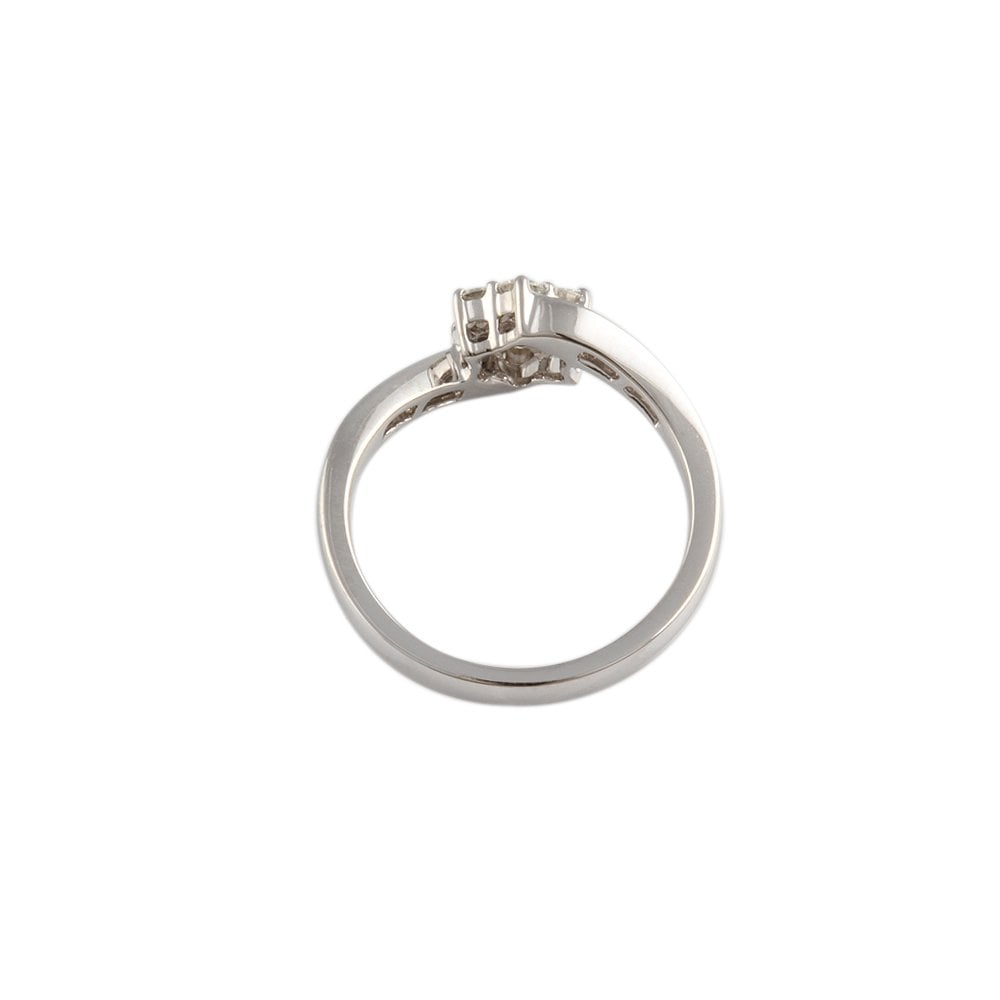White Gold 0.50ct Round Diamond Cluster Ring with Studded Shank