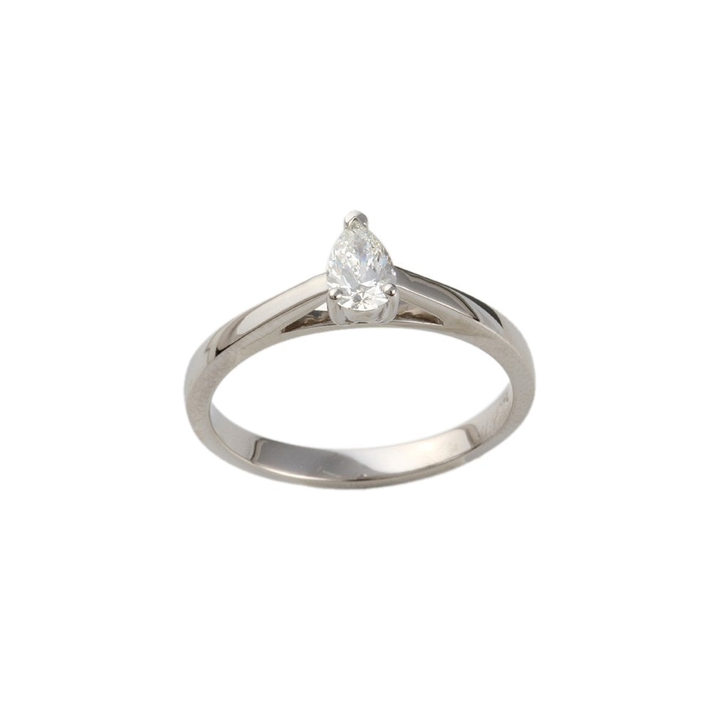 White Gold 0.35ct Pear shaped Diamond Solitaire Ring