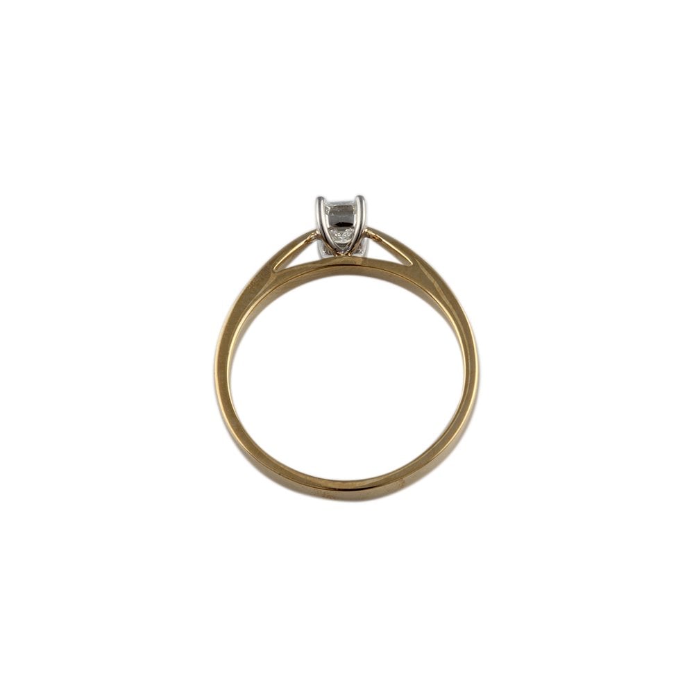 Yellow and White Gold 0.45ct Emerald Cut Diamond Solitaire Ring