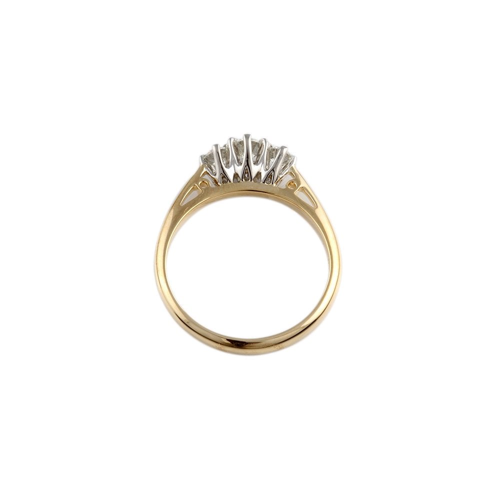 Yellow and White Gold 0.35ct Round Diamond Three Stone Ring