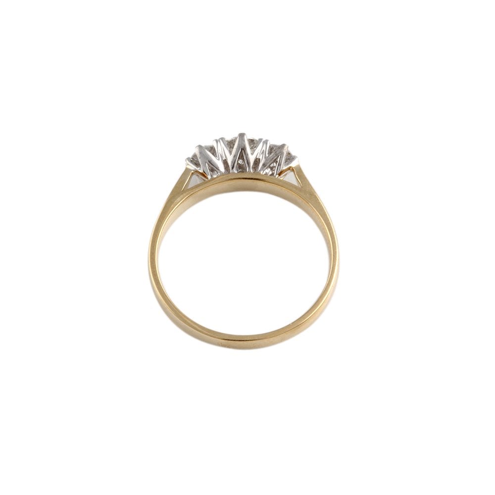 Yellow and White Gold 0.60ct Round Diamond Three Stone Ring