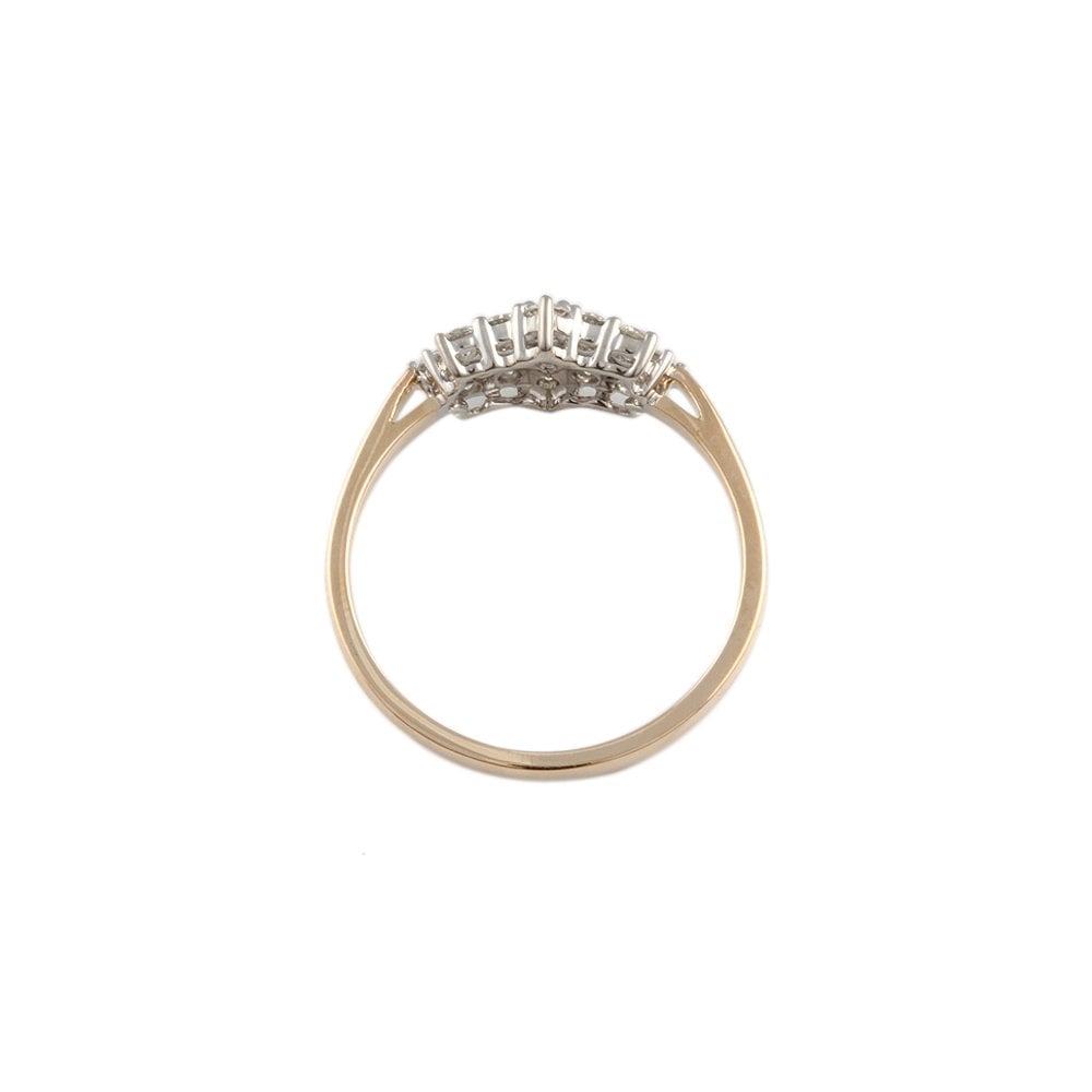 Yellow and White Gold 1.10ct Baguette and Round Diamond Set Cluster Ring