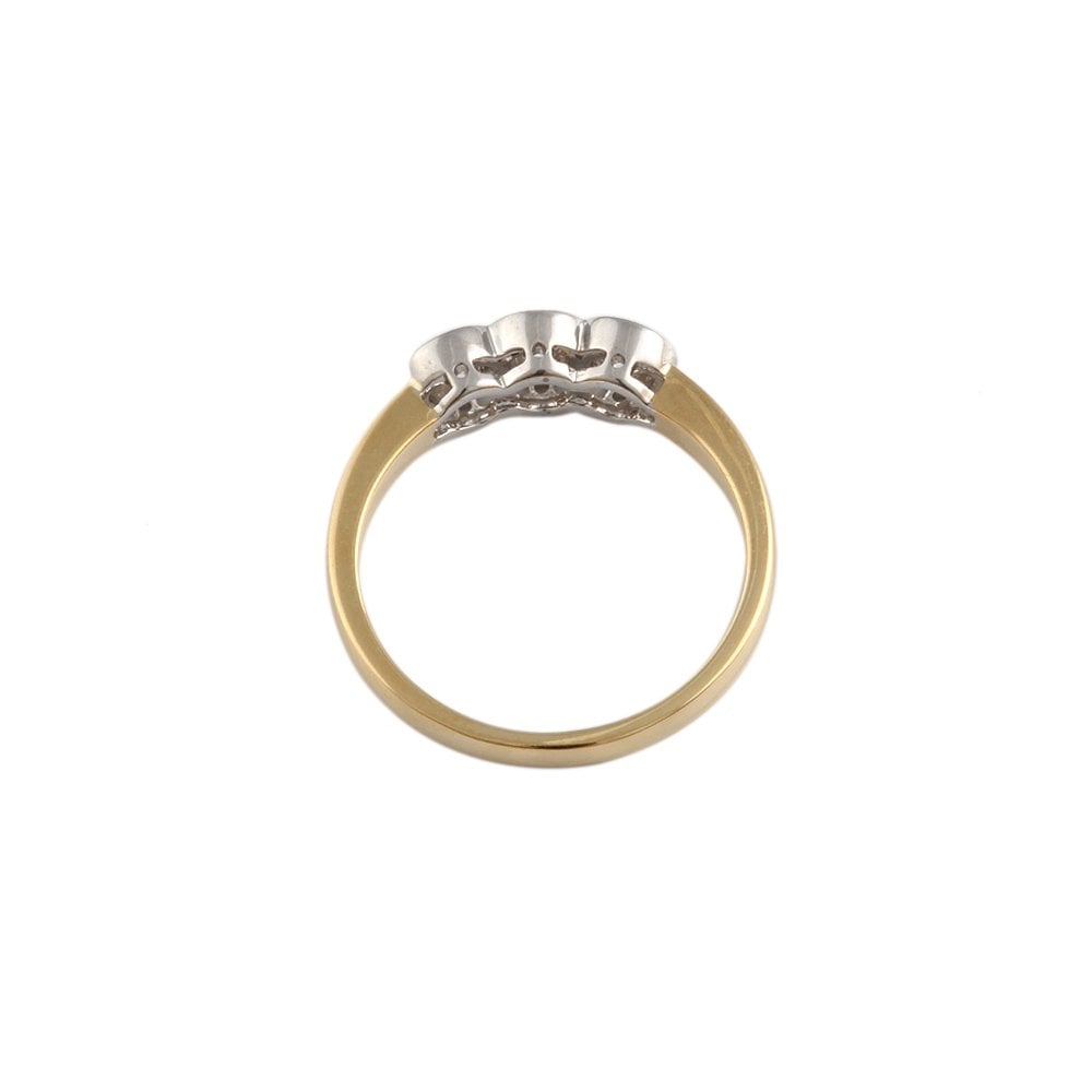 Yellow and White Gold 0.45ct Round Diamond Set Three Stone Ring