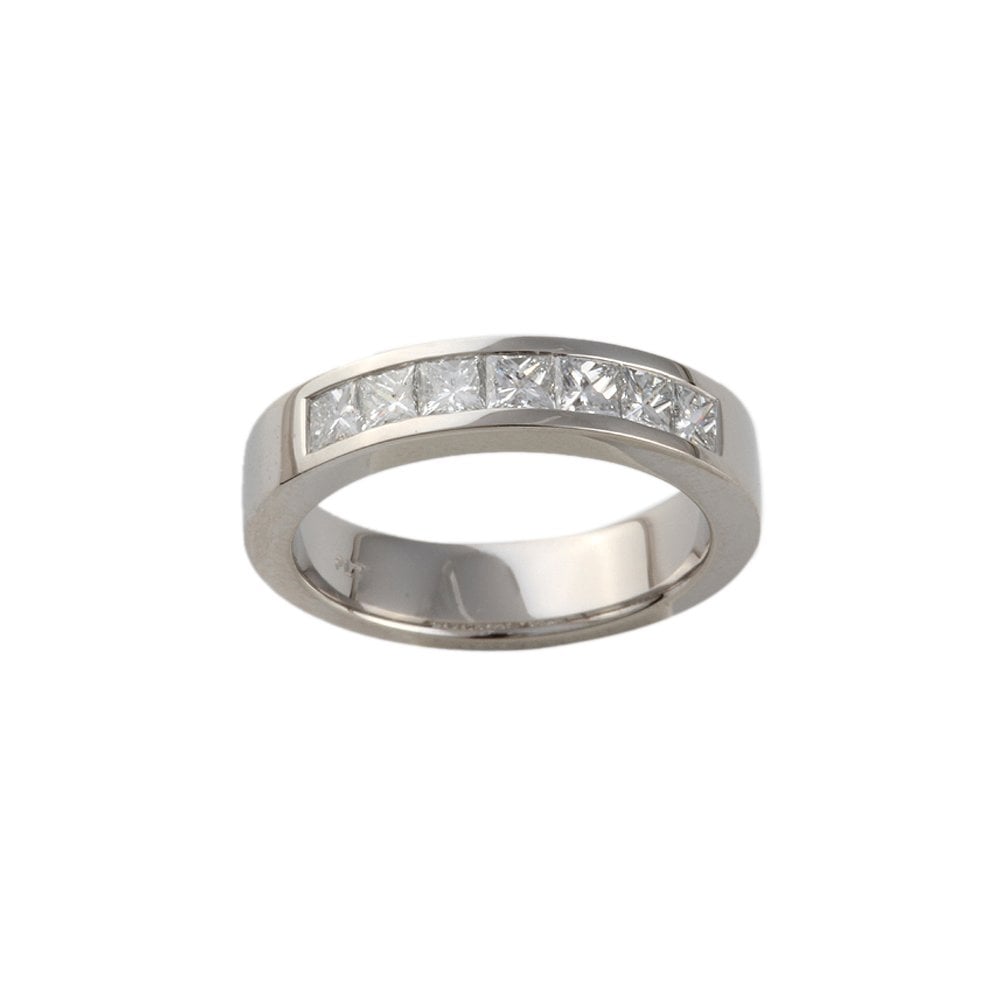 White Gold 0.70ct Princess Cut Diamond Half Eternity Ring