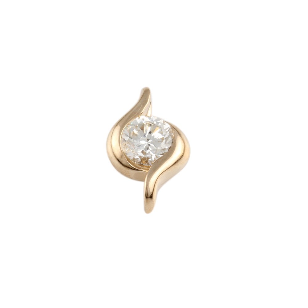 Yellow Gold 0.90ct Round Brilliant Cut Diamond Solitaire Pendant