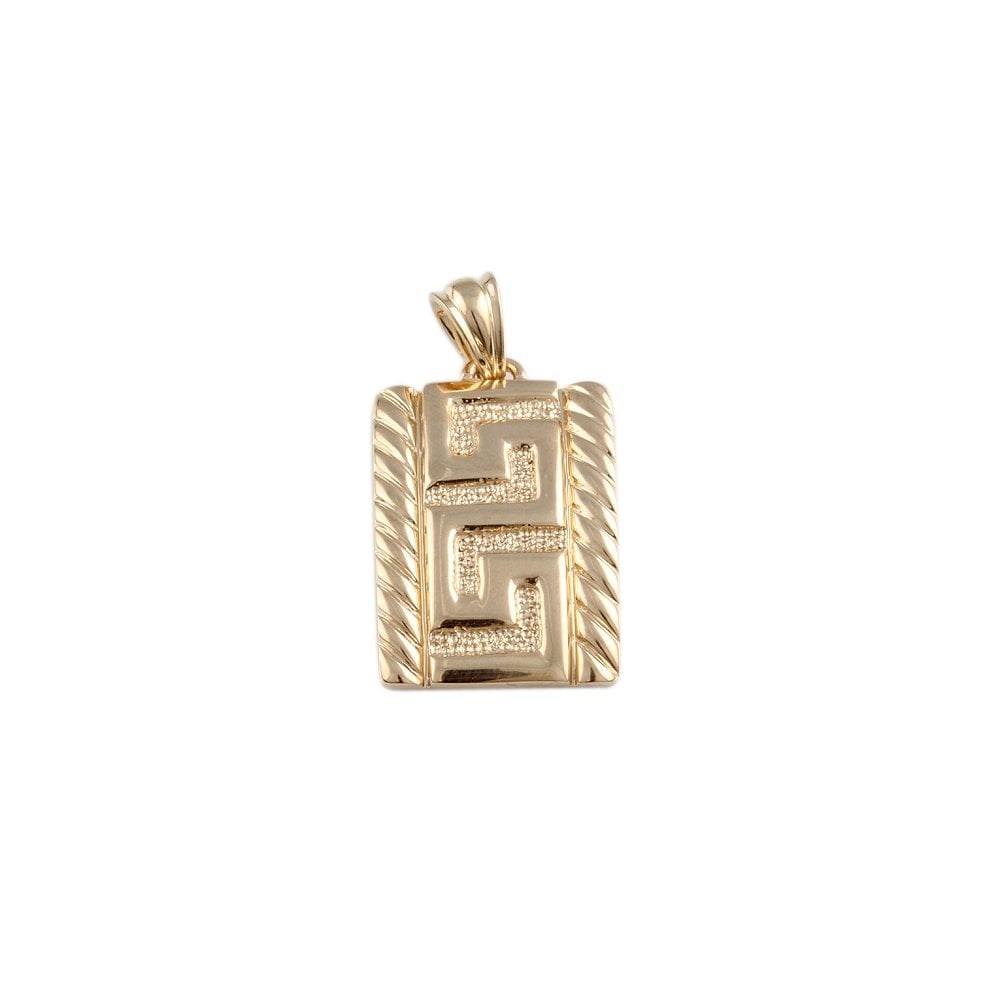 Yellow Gold Plain Gold Greek Key Design Pendant