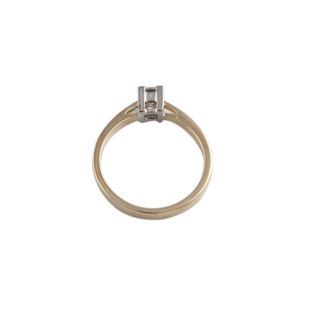 Yellow and White Gold 0.27ct Princess Cut Diamond Solitaire Ring