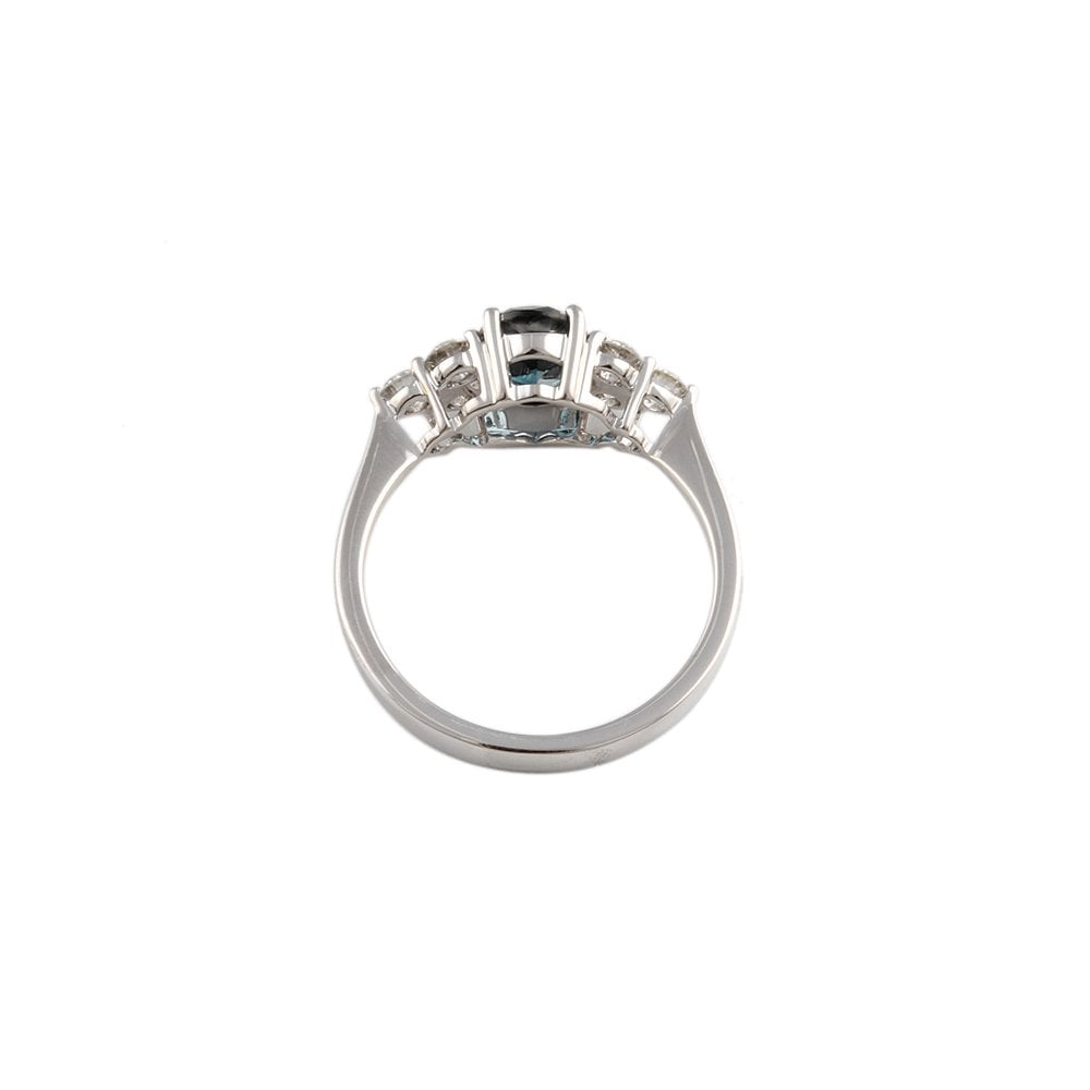 White Gold 0.54ct Round Brilliant Cut Diamonds and 1.34ct Round London Blue Topaz Set Trefoil Style Ring
