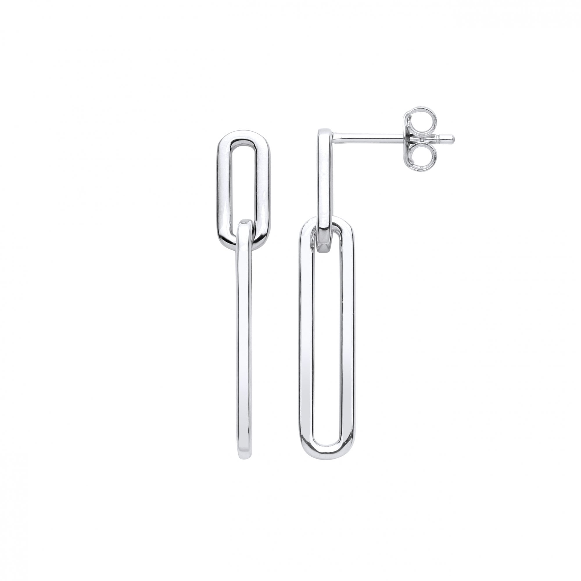 Silver Paper Link Chain Drop Earrings
