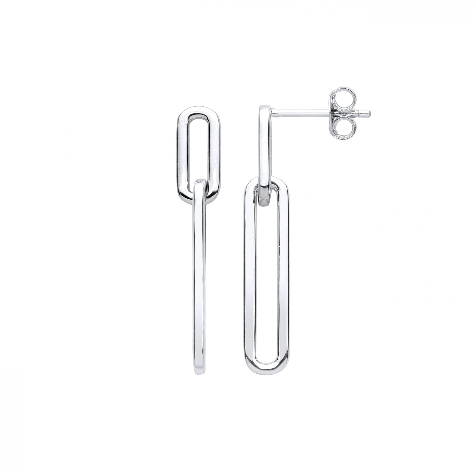 Silver Paper Link Chain Drop Earrings