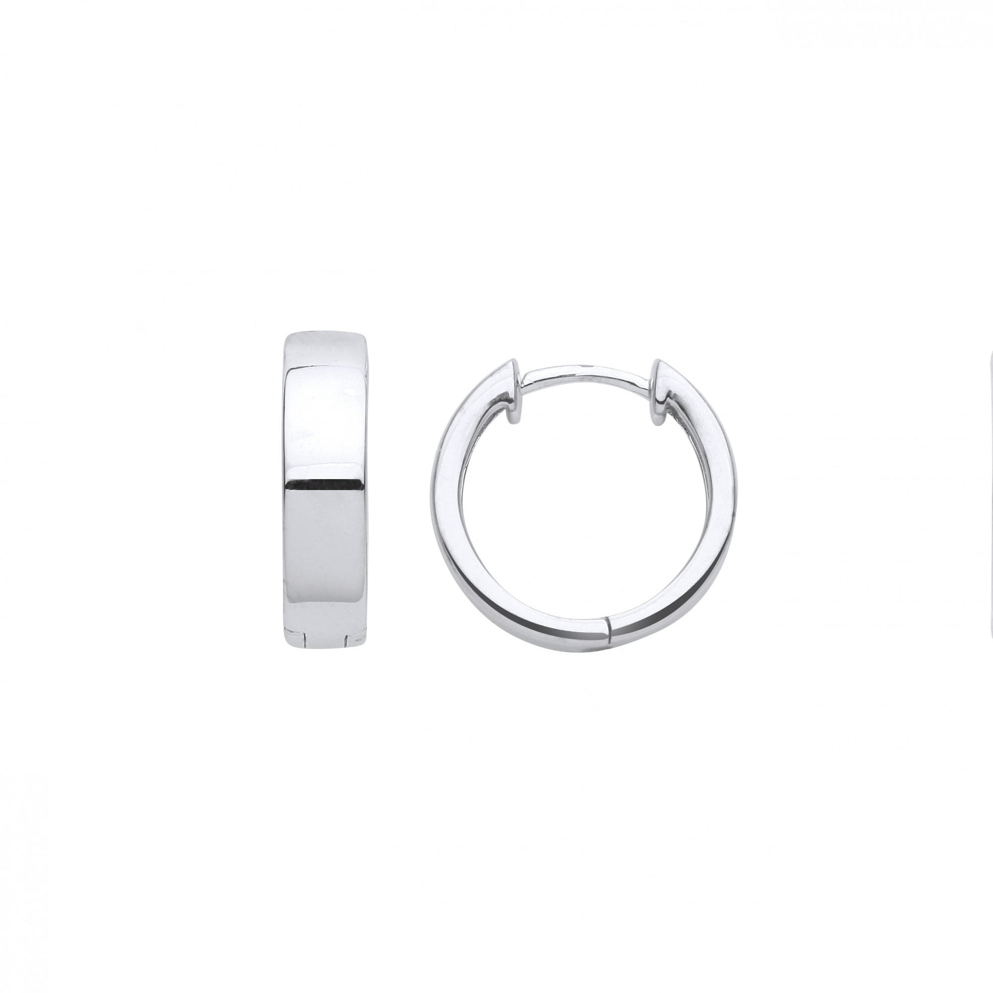 Silver Rhodium Plated Hinged Huggie Earrings