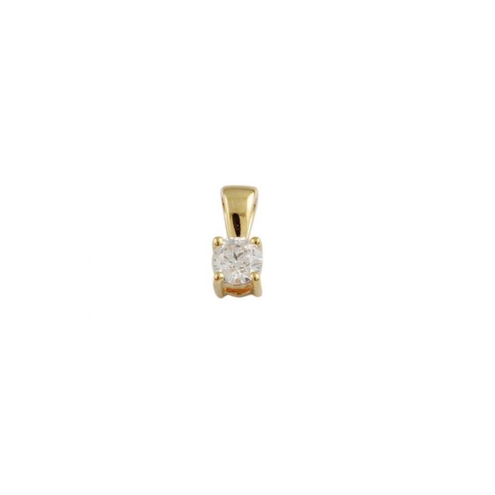 9ct Yellow Gold 0.30ct Round Brilliant Cut Diamond Solitaire Pendant