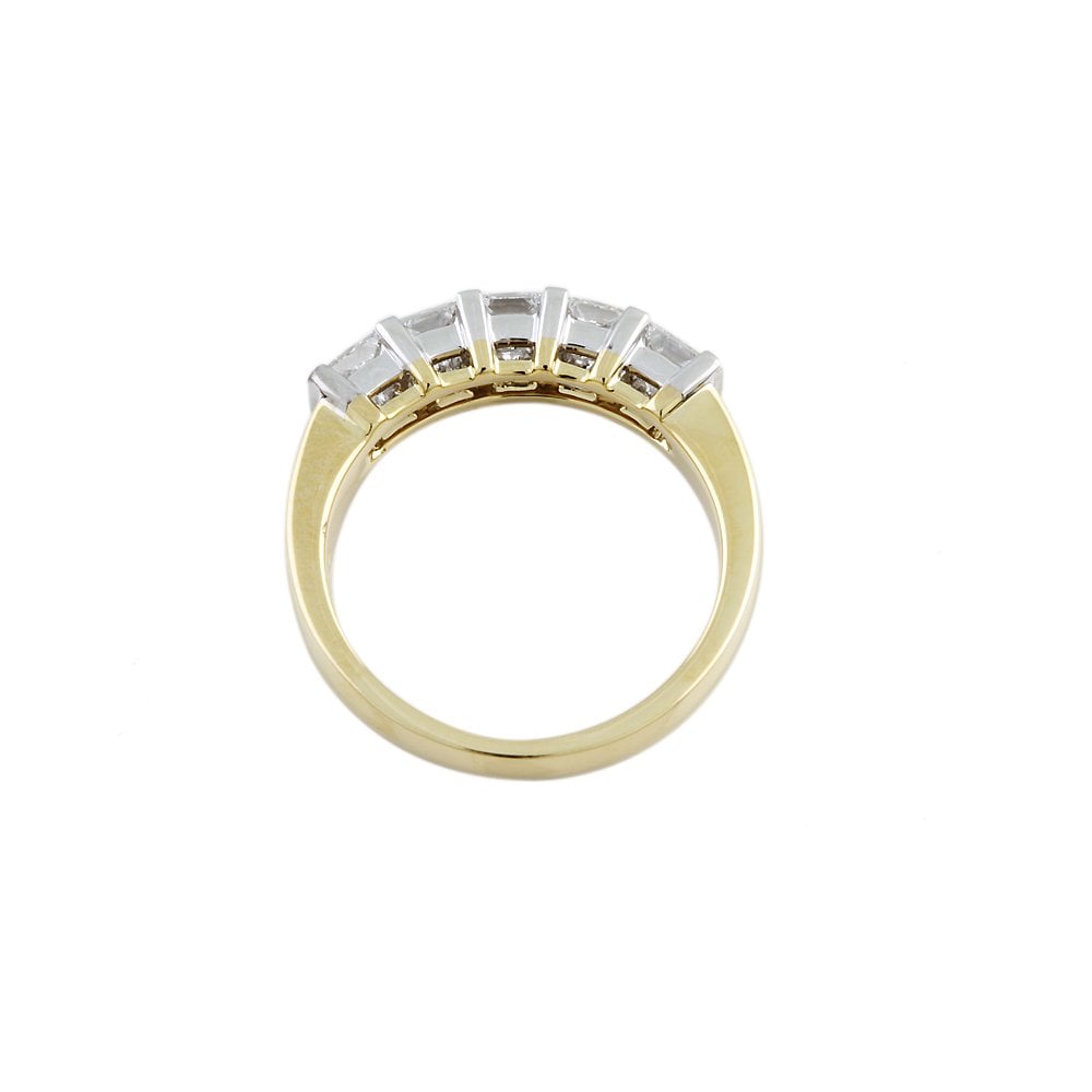 Yellow and White Gold 0.80ct Princess Cut Diamond Five Stone Ring