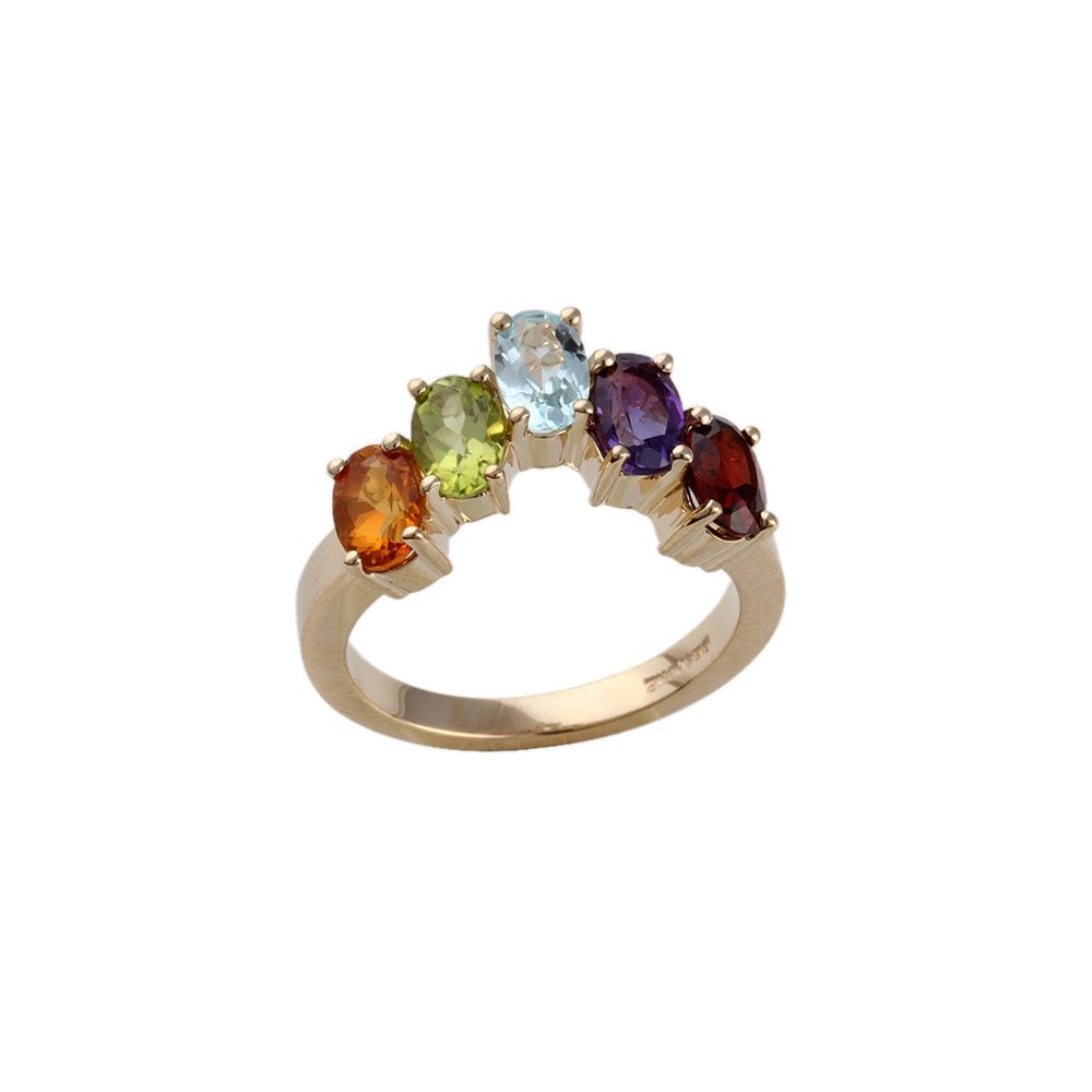 Yellow Gold Oval Cut Multi Stone Five Stone Ring 2.55ct