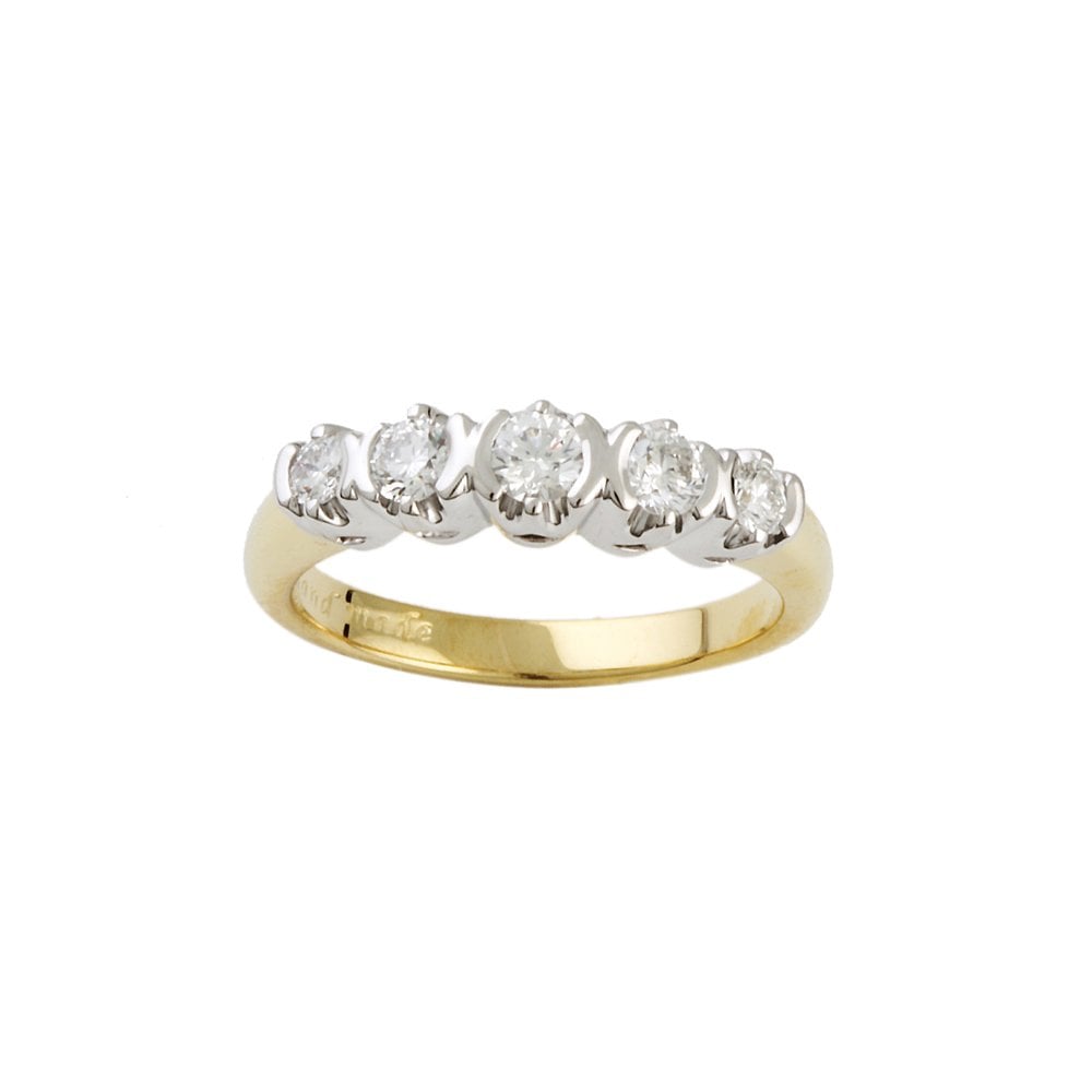 Yellow and White Gold 0.38ct Round Brilliant Diamond Five Stone Ring