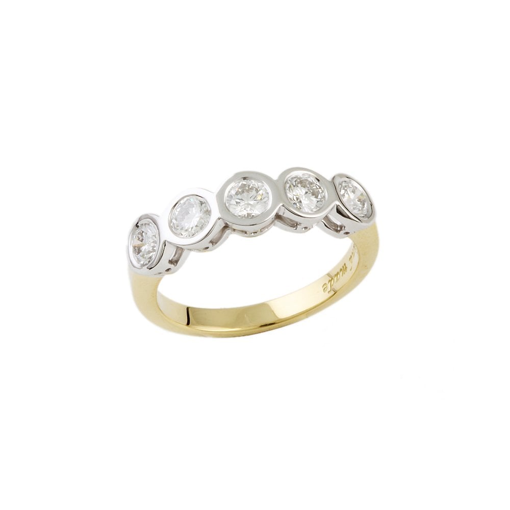 Yellow and White Gold 1.00ct Round Brilliant Diamond Five Stone Ring