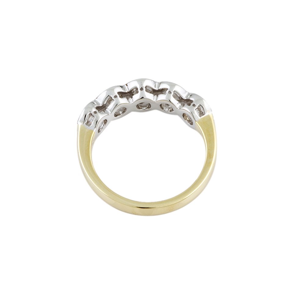Yellow and White Gold 1.00ct Round Brilliant Diamond Five Stone Ring