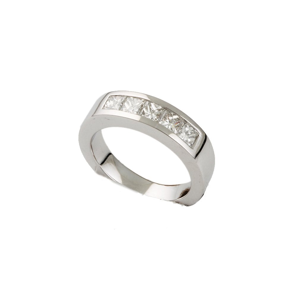 White Gold 0.75ct Princess Cut Diamond Five Stone Ring
