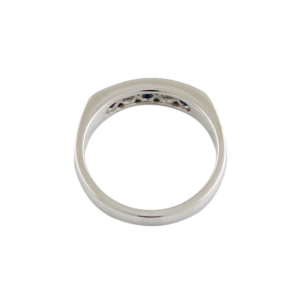 White Gold 0.20ct Round Brilliant Diamond and 0.40 Round Blue Sapphire Five Stone Ring
