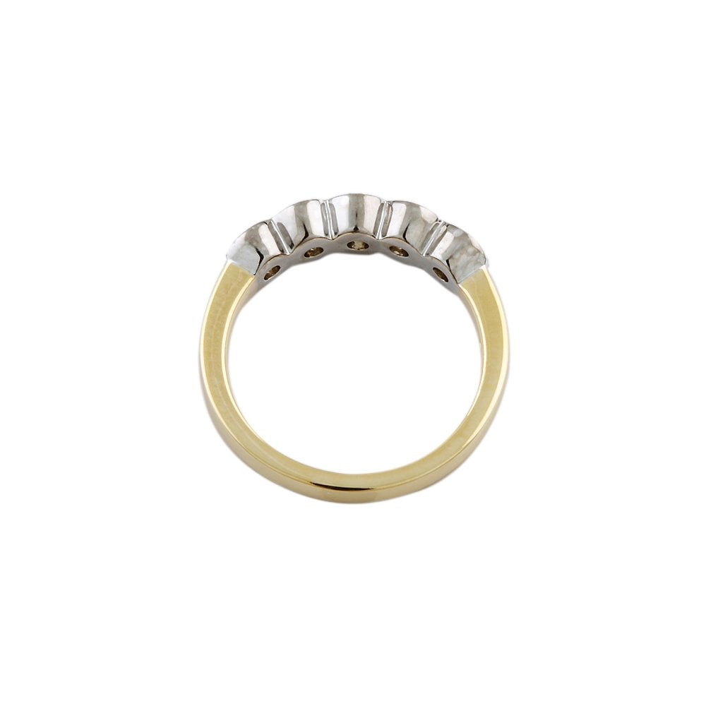 Yellow and White Gold 0.75ct Round Brilliant Diamond Five Stone Ring