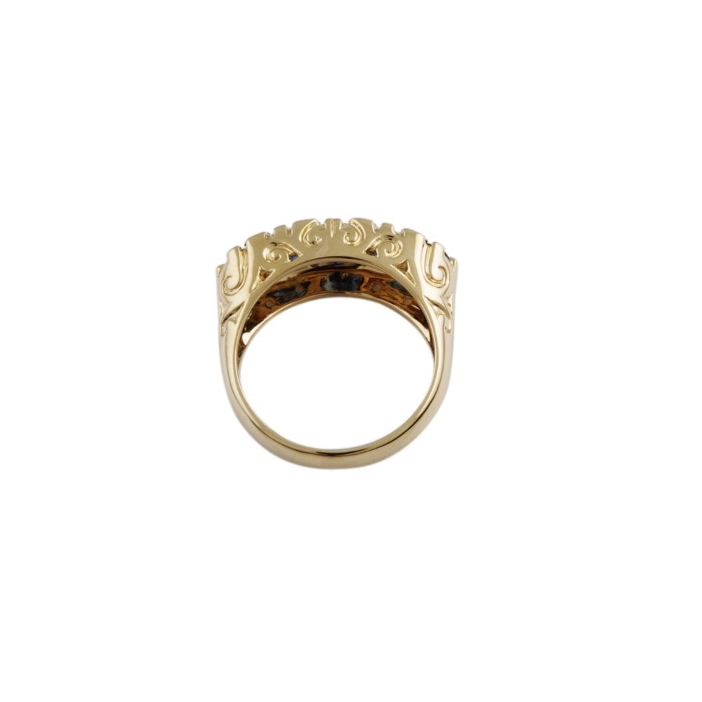 Yellow Gold 0.10ct Round Brilliant Diamond and 2.20 Oval Blue Sapphire Five Stone Ring