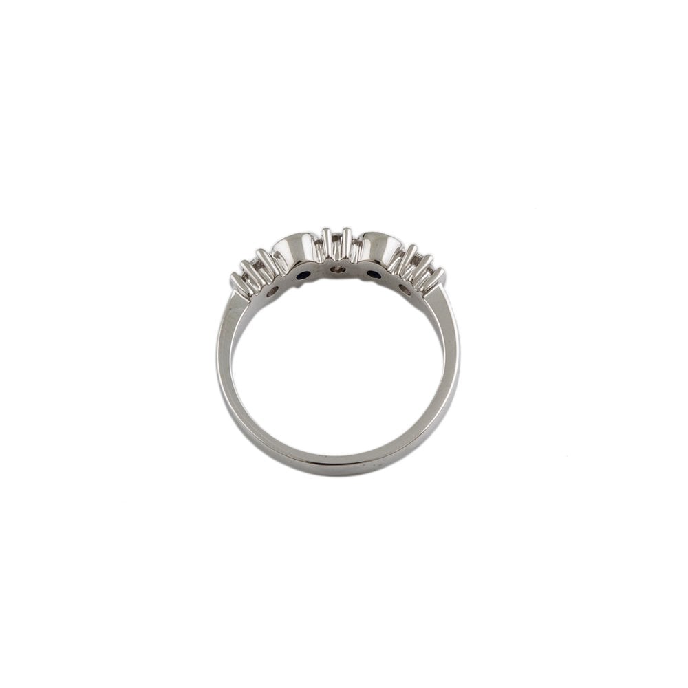White Gold 0.45ct Round Brilliant Diamond and 0.40 Round Blue Sapphire Five Stone Ring