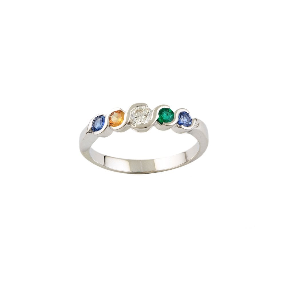 White Gold 1.00ct Round Brilliant Multi Stone Five Stone Ring