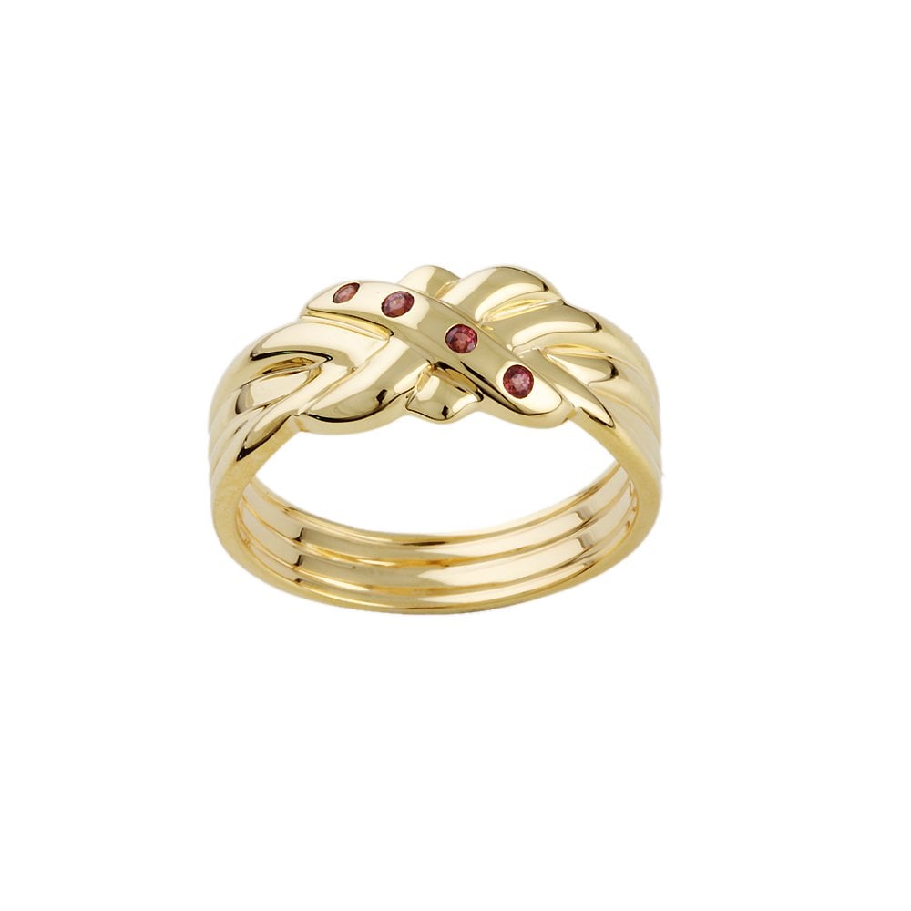Yellow Gold 0.10ct Round Garnet Four Stone Ring