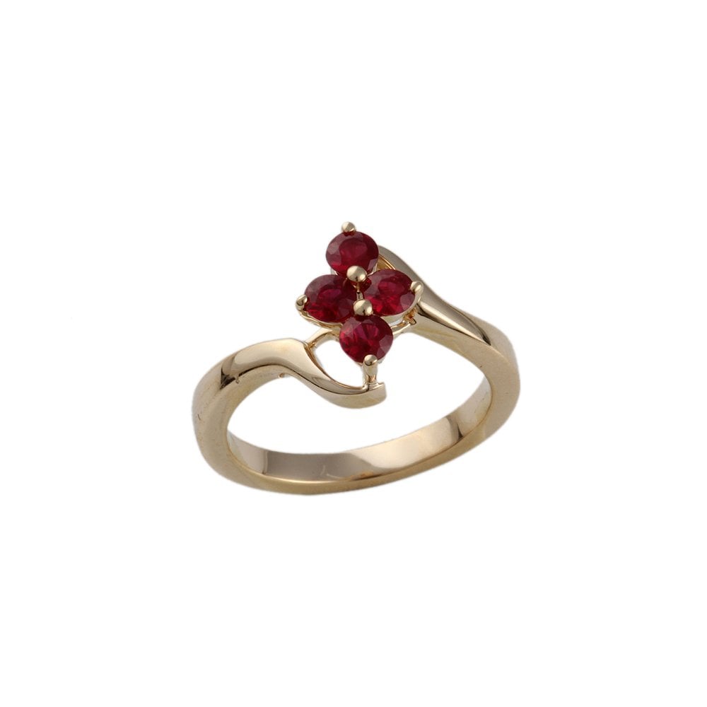 Yellow Gold 0.40ct Round Ruby Four Stone Ring