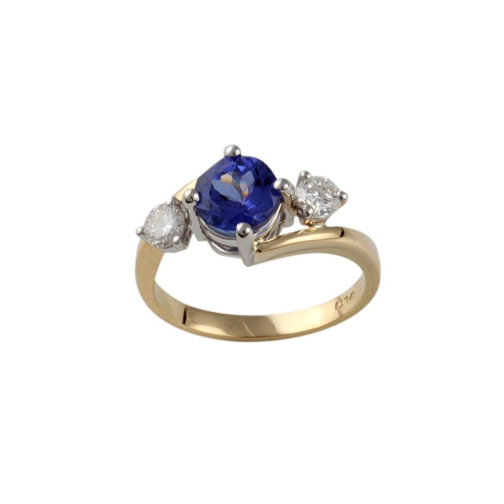 9ct Gold, 1.16ct Tanzanite and 0.28ct Diamond Ring