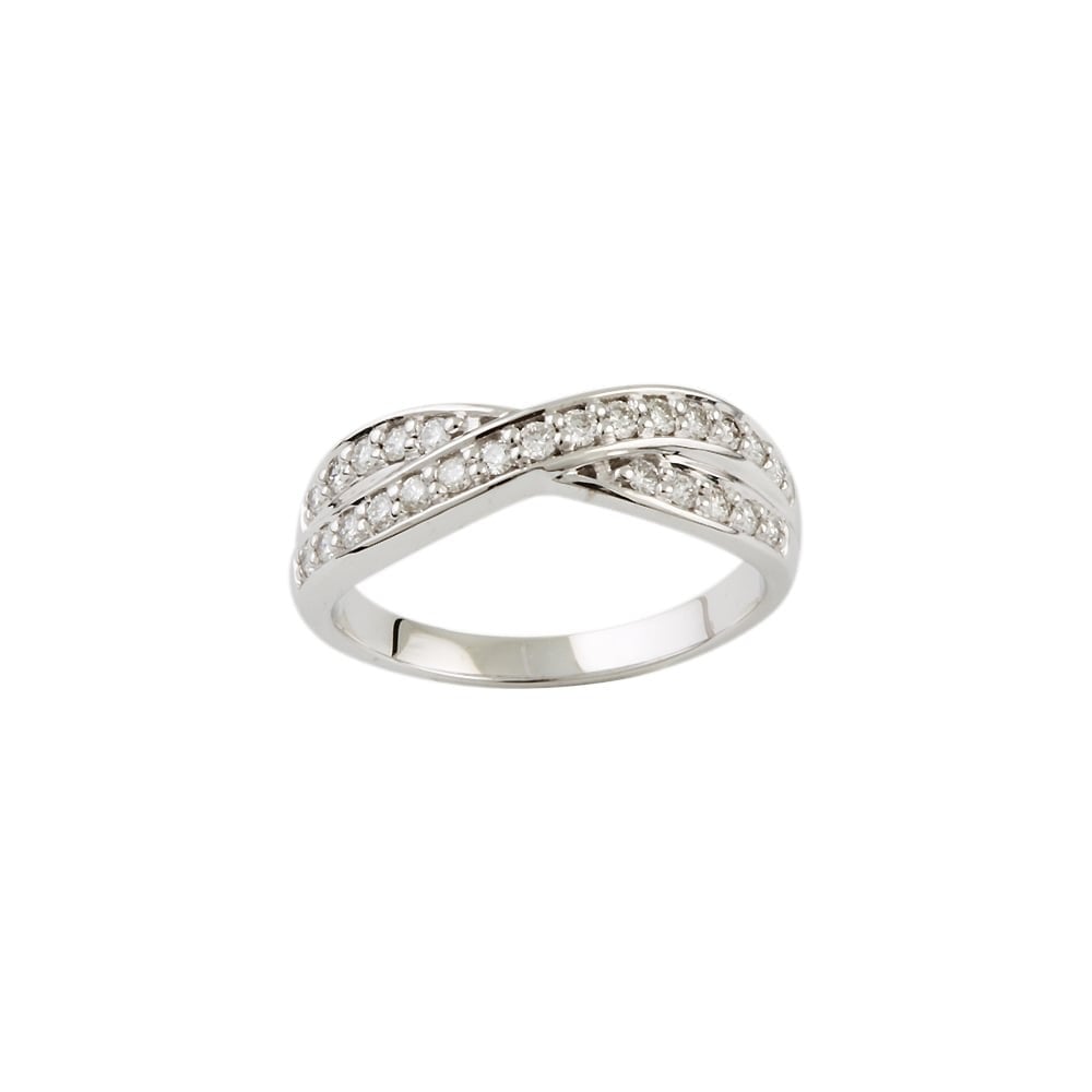 9ct White Gold Crossover Ring 0.36ct